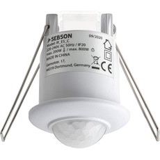 SEBSON® Mini Bewegungsmelder Innen, Unterputz Decken Montage, programmierbar, Infrarot Sensor Reichweite 6m / 360°, LED geeignet - Ø50x66mm, 3-Draht