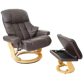 Robas Lund MCA Calgary XXL TV-Sessel Hocker, Echtleder 180kg belastbar ~ braun, naturbraun