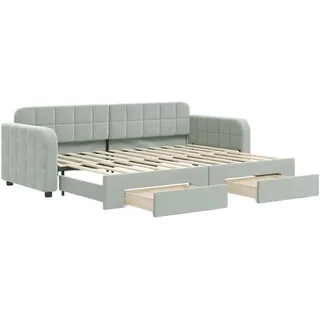 vidaXL Tagesbett Ausziehbar mit Schubladen Hellgrau 80x200 cm Samt - Grau