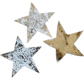 Kokos Sterne Weihnachtsdeko Weiß gewaschen 10cm 20 Stück Naturprodukt für Adventskranz und Christbaumschmuck - Weiß