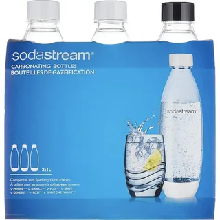 Sodastream Verschmolzene Flaschen schwarz/weiß + 3 Flaschen 1 l
