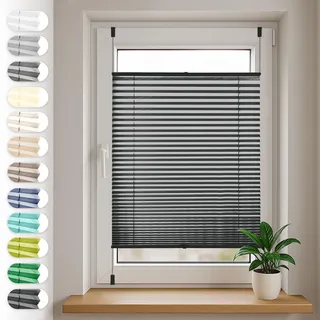 Sonello Plissee Klemmfix ohne Bohren 75cm x 140cm Schwarz Plisseerollo | Klemmrollo, Sonnenschutz für Tür & Fenster, Blickdicht, Sichtschutz, Fensterrollo, Fertigplissee Rollo - einfache Montage