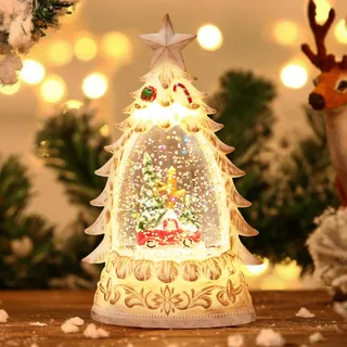 Schneekugel Weihnachten, Weihnachtslaterne mit Schneegestöber, Weihnachtsschneekugel, Weihnachten Deko, LED Schneelaterne Weihnachtens, Glitzernde Schneekugel Nachtlicht für Tischdeko Weihnachtens
