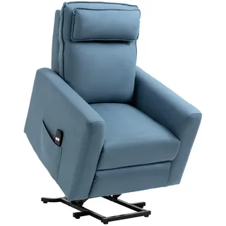 Homcom Elektrischer Aufstehsessel Relaxsessel mit Aufstehhilfe Fernsehsessel aus Samt , Blau , Textil , 89.5x105x84 cm , Wohnzimmer, Sessel, Polstersessel