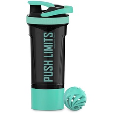 Artoid Mode Motivationaler Sportmixer 720ml Shaker für Eiweiß/Protein, mit Sieb Spiralkugel 200ml Aufbewahrungsbox&Henkel, Trinkflasche für Gym Fitness Pulver Nahrungsergänzungen BPA frei
