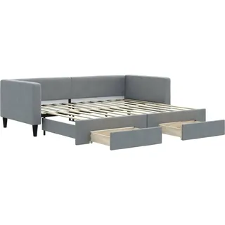 vidaXL Tagesbett Ausziehbar mit Schubladen Hellgrau 90x200 cm Stoff - Grau