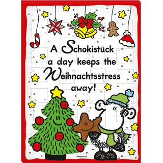 Sheepworld Adventskalender Motiv "Stress" | Schoko-Adventskalender gefüllt mit insgesamt 75 g Schokolade, 26 cm x 25 cm | Kalender für Weihnachten, Geschenkidee | 51267
