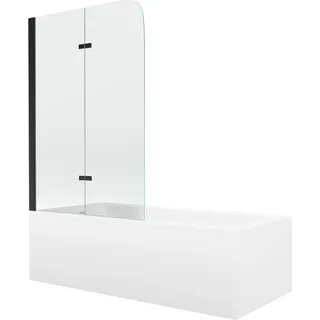 Mexen Cubik Rechteckige Wanne 170 x 70 cm mit Verkleidung und 2-flügeligem Paravent 80 cm, transparent, schwarz - 550317070X900?