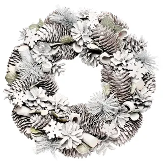 Weihnachtskunstkranz Mit Tannenzapfen 30Cm Frosted Weiß