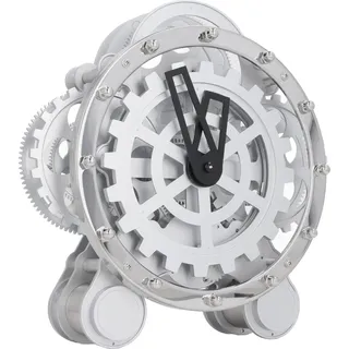 Gear Clock Doppelfußständer, drehbarer Edelstahl, Vintage-Stil, industrielle mechanische Tischdekoration für Wohnzimmer