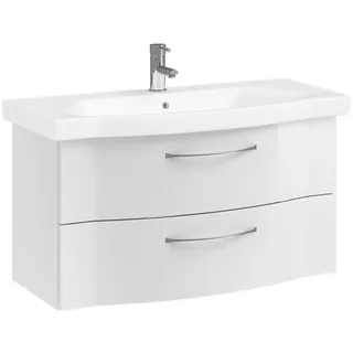 Pelipal Waschtischkombi Serie 6005 Sprint, Weiß Hochglanz, Weiß, Metall, 2 Schubladen, 97 cm, Made in Germany, hängend, Badezimmer, Waschbecken & Armaturen, Waschtische
