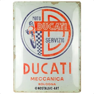 Nostalgic-Art Retro Blechschild, 30 x 40 cm, Ducati – Moto Servizio Meccanica – Geschenk-Idee für Biker, Original Lizenzprodukt (OLP), aus Metall, Vintage Design, Blechschilder Sprüche