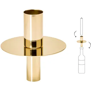 EDZARD Flaschenaufsatz für Kerzen (H 8 cm) - Kerzenständer, Deko Kerzenhalter für Stabkerzen, Einsatz für Flaschen - Kerzen Deko, Kerzenleuchter (Gold)
