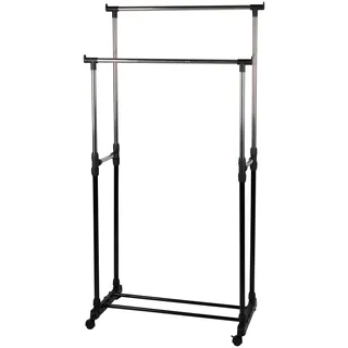 Bakaji Doppelstab Garderobenschrank 93-158 x 0 x 0 cm Schwarz/Silber
