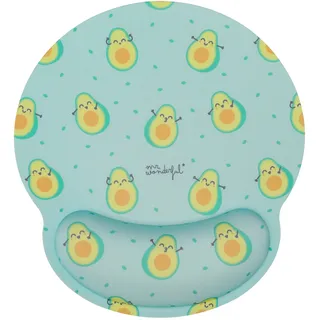 WONDEE Mr Wonderful Gel Mauspad mit Handgelenkauflage, grünes Avocado Design – ergonomisches Mauspad mit Handgelenkauflage Macht glücklich – Geschenke für Mädchen und Frauen