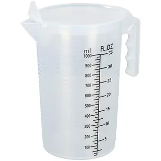 Granvoo Messbecher 1000ml, Messbecher mit Deckel, messbecher 1L Kunststoff mit Griff, Transparent Messbecher mit Skala, Spülmaschinengeeignet, Hitzebeständig, für Küche Backen Labor Waschmittel