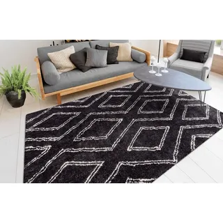 Hochflor-Teppich CALO-DELUXE "Elvar-2000" Gr. 2, grau (anthrazit), B:80cm H:27mm L:150cm, Kunstfaser, Teppiche, Hochflor-Teppich, besonders weich durch Microfaser, Wohnzimmer