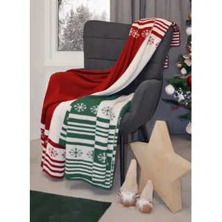 Primera Hahn Weihnachtsdecke rot beige 130x170 cm - rot;beige