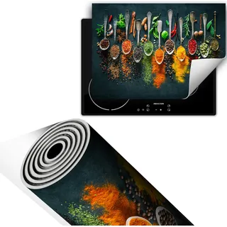 Herdabdeckplatte 70x52 cm Ceranfeld Abdeckung Anti Rutsch Matte Aufrollbar, Gewürze Löffel