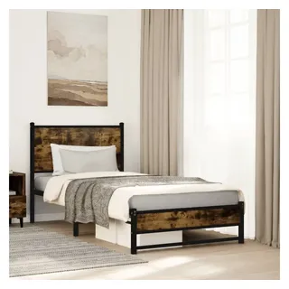 vidaXL Metallbett ohne Matratze Räuchereiche 90x200 cm