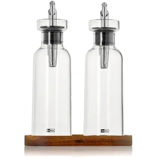 AdHoc AromaPour Öl- und Essigspender 2x 300 ml mit Holz-Untersetzer