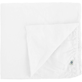 Linen & Cotton Weicher Griff Spannbettlaken Spannbetttuch Bettlaken mit Gummizug Alicia - 100% Leinen Gewaschen, Weiß Weiss (140 x 200 cm) Laken Leintuch Betttuch Bettwäsche Bett Doppelbett Sommer