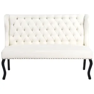 BELIANI Sofa Creme Stoffbezug 2-Sitzer Küchensofa mit Holzgestell Modernes Ohrensofa Wohnzimmer Salon Möbel Wohnecke Sitzecke Küche - Weiß, Schwarz