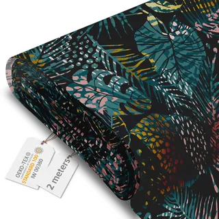 DreamRoots Markisenstoff Meterware, Animal Textures Plants, 2 m | Oxford Segeltuch, wasserdicht, Polsterstoff, 220 g/m2 600D, 160 cm breit, wasserabweisend, für außen & Deko