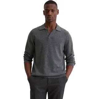 Strickpullover MARC O'POLO, Herren, Gr. XL, graphite grau melange, Strick, Obermaterial: 54% Baumwolle, 29% Schurwolle, 17% Polyamid, unifarben, regular fit normal, V-Ausschnitt, Bündchen, Pullover Strickpullover, Polokragen, Regular fit, weiche Wollmischung