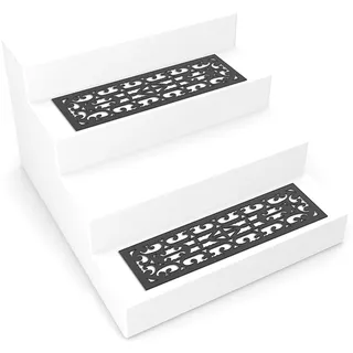 Lavish Home Pure Garden Anti-Rutsch-Treppenmatten für Holzstufen, strapazierfähig, dekorativer Läufer mit Traktionskontrolle, Griffigkeit, Gummimatten, Schwarz, 2 Stück, 82-YJ440B