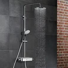 HSK Shower-Set AquaSwitch RS 200 Thermostat, Ablage: Glas weiß, 1001900-07, Ausführung: mit Kopfbrause rund, flach, Ø300 mm, Höhe 8mm