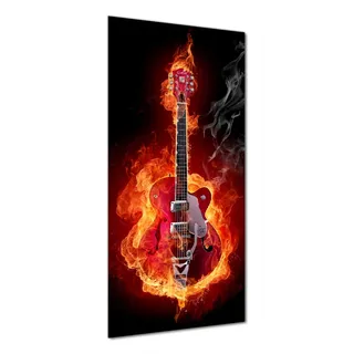 Wallario selbstklebende Duschrückwand 70 x 190 cm mit Motiv Brennende Gitarre - Wandverkleidung mit Hochglanzlaminat in Glasoptik