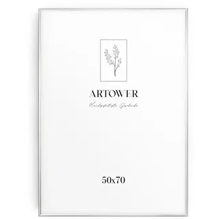 Artower® Bilderrahmen Silber Metall Dünner Rahmen für 50 x 70 cm | Posterrahmen Groß für Collage | Picture Frame Metal 50x70 cm | Aluminium Schmal Bilderrahmen | Silver Poster Rahmen