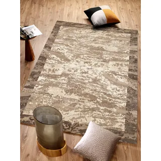 Teppich OCI DIE TEPPICHMARKE "AWARD SIRI" Gr. 7, beige (natur), B:250cm H:15mm L:350cm, Viskose, Wolle, Teppiche, Teppich, handgeknüpft, echter original Nepal Design Teppich. 100% Naturfaser