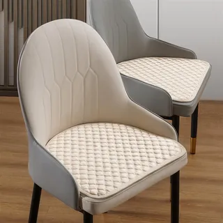BESTORI 2er Set Stuhlkissen Rutschfestes Waschbares Sitzkissen Halbrund Stuhlauflage Kissen für für Esszimmer, Wohnzimmer, Studierzimmer, Beige, 45 x 44 cm