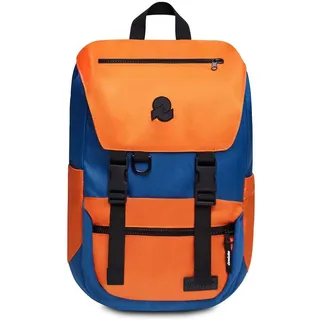 INVICTA Jolly X Praktischer Rucksack, aus nachhaltigem Stoff für, für Freizeit, Ausflüge, Uni, Büro; Laptopfach bis 15,6'' Unisex; Tagesrucksackfür Damen & Herren; Italienisches Design, orange/blau
