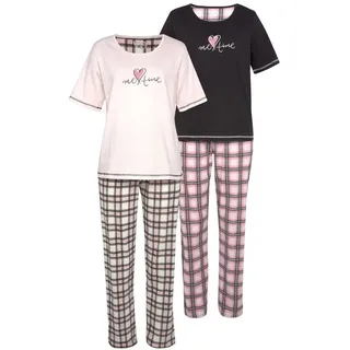 VIVANCE Dreams Pyjama Packung, 2 Stück, 4 tlg. im Doppelpack mit Karomuster, bunt