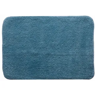 Spirella Badteppich Badematte Duschvorleger 100% Baumwolle Hochflor | flauschig | rutschhemmend | geeignet für Fußbodenheizung | 50x70 cm | Nachtblau, Blue, 50x70x1 cm