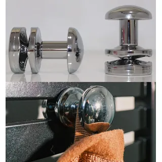 anapont Handtuchhalter Handtuchknopf - weiß - chrom - schwarz - Handtuchhaken Bademantelhalter für Heizkörper Badheizkörper 2er Set (chrom, Typ 1)