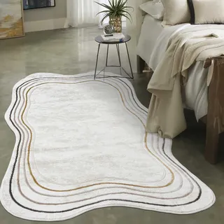 Mazovia Teppich Beige Abstrakt - Wohnzimmer, Schlafzimmer, Esszimmer, Büro, Kurzflor Unregelmäßig - ® Zertifikat, Braun - 120 x 170 cm - Braun