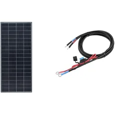 enjoy solar PERC Mono 200W 12V Solarpanel Solarmodul Photovoltaikmodul & enjoysolar 6mm2 Batteriekabel Solarladeregler und Batterie mit Sicherung M8-Ringösen (15A 6mm2 M8)