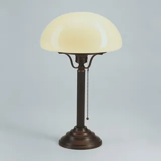 Licht-Erlebnisse Tischleuchte Z1 Messing mit Glasschirm Antik E27