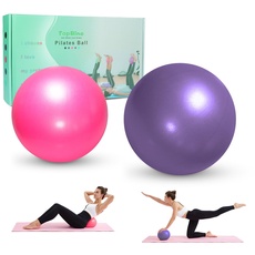 TopBine Pilates Ball - Gymnastikball klein,pilatesball 22 cm,Redondo Ball,Yoga Ball - rutschfest,Dickwandig,Weich und Strapazierfähig - Enthält Zwei Stück,in Lila und Pink.