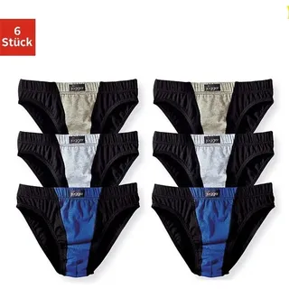 Slip LE JOGGER, Jungen, Gr. 128, 6 Stk., bunt (blau, schwarz, grau, schwarz, khaki, meliert, schwarz), Jersey, Obermaterial: 100% Baumwolle, unifarben, körpernah, Unterhosen Slip, unifarben, mit Markenlabel und Kontrastbesatz, Baumwollmischung, Topseller