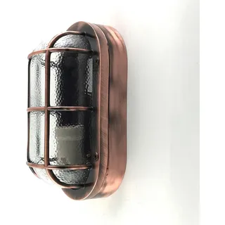Terrassenlampe Maritim E27 Messing Glas 23cm IP64 Kupfer antik Wandleuchte außen