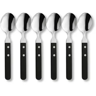 Amefa PIZZA 7000 Pizza-/ Steaklöffel Set 6 Personen | Schwarzer Griff | 18/0 Edelstahl | poliert & rostfrei | 2-fach genietete Griffe aus Pakka Wood | Pizzabesteck | Steakbesteck | Grillbesteck Set