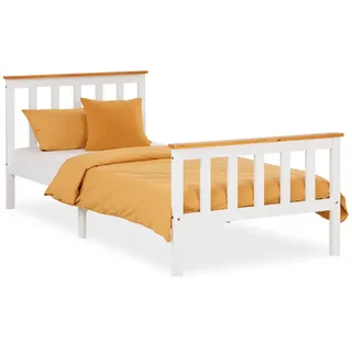 Homestyle4u Kinderbett 90 x 200 cm Kiefer massiv weiß braun