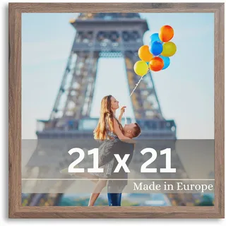 VictoR Bilderrahmen Klee 21x21 cm in Braun - moderner schlichter Fotorahmen Quadratisch Holz - Bilderrahmen 21x21 Braun