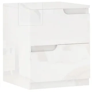 Homcom Nachtschrank mit 2 Schubladen, 40 x 40 x 48 cm, Hochglanzweiß , Weiß , Holzwerkstoff , 40x48x40 cm , Schlafzimmer, Nachtkästchen