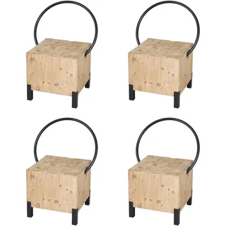 Mendler 4er-Set Esszimmerstuhl HWC-L76, Besucherstuhl Hocker, Industrial Metall Massiv-Holz MVG-zertifiziert,